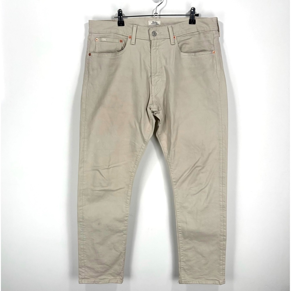 Polo Ralph Lauren Jeans Mens 34x30 Beige Slim Tapered Twill Pants Casual Classic